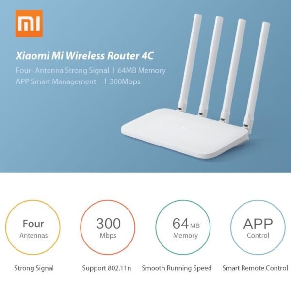 Router Inalámbrico Xiaomi Mi R4CM DVB4231GL  300MBS 4 Antenas