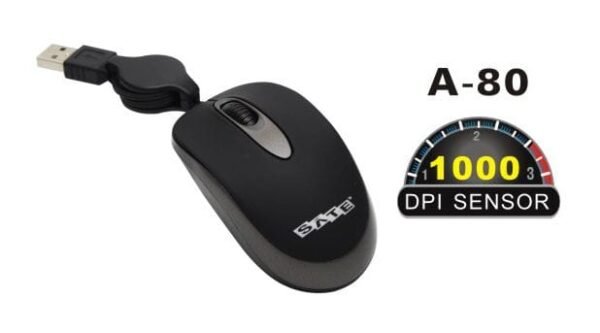 Mouse USB SATE A80 1000 DPI Retractil