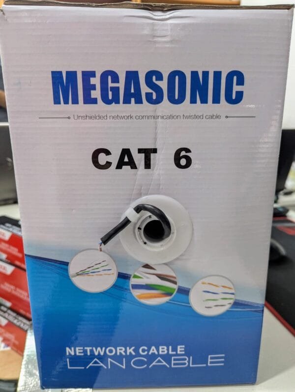 Cable de red UTP CAT6 Interior Megasonic 305 Metros color negro