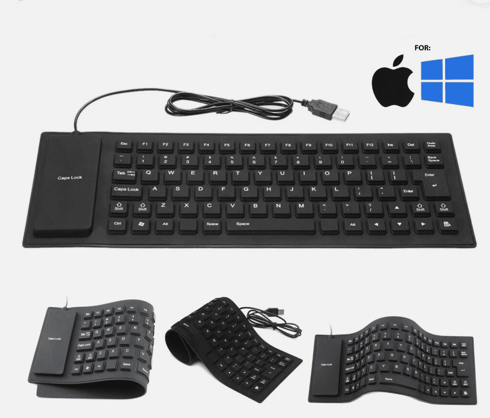 Teclado de Silicona Flexible, Impermeable, Plegable USB
