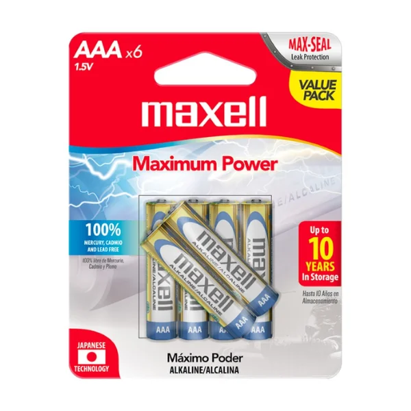 Pila alcalina AAA Maxell pack de 6 unidades