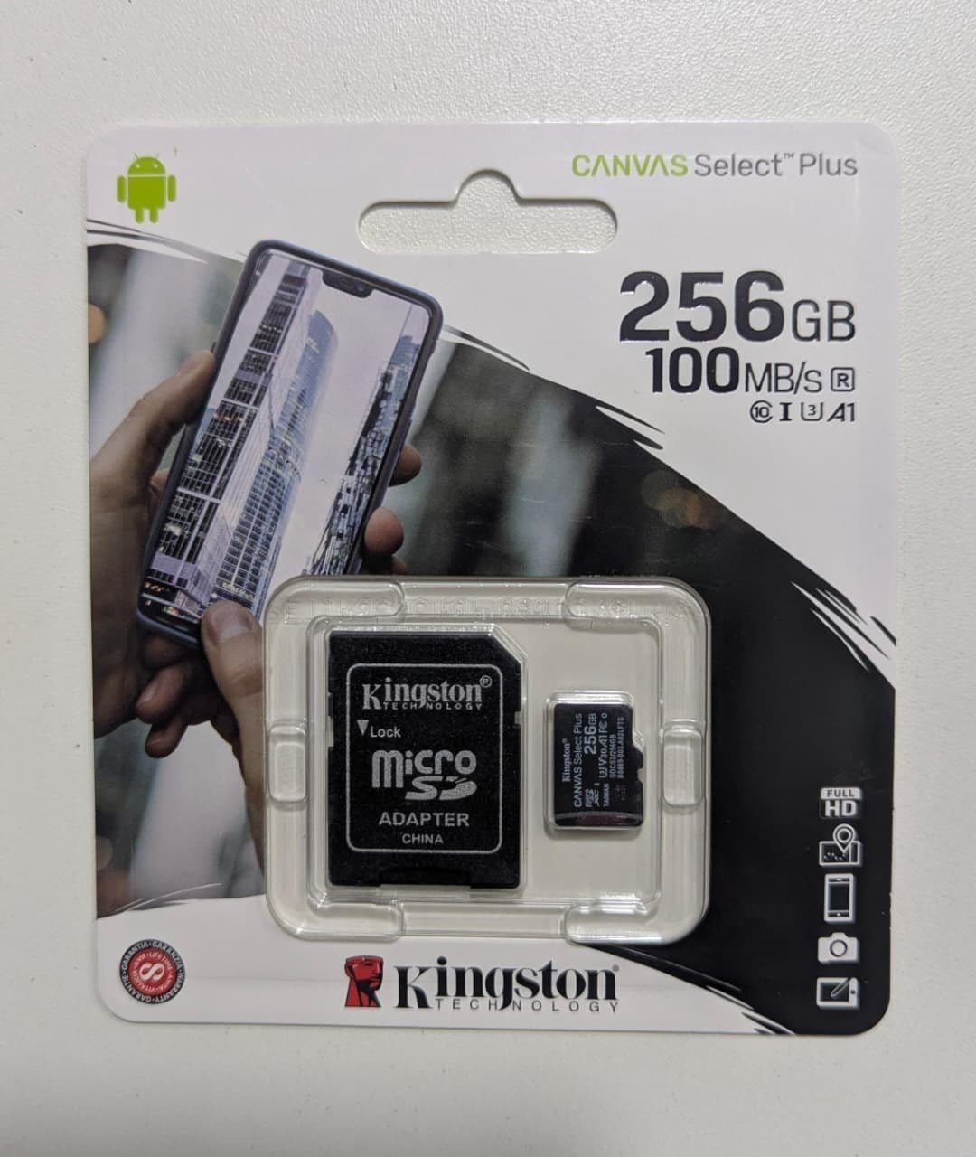 Tarjeta de memoria SDXC de 256GB 2X1 Kingston Canvas Select Plus SDCS2 V30, U1