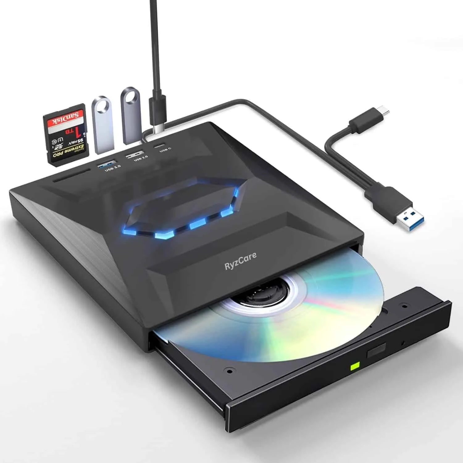 Grabadora de CD y DVD Externa Reproductor de CD y DVD Tipo C/USB3.0 Unidad de CD DVD Externa para PC Laptop 11/10/8/7