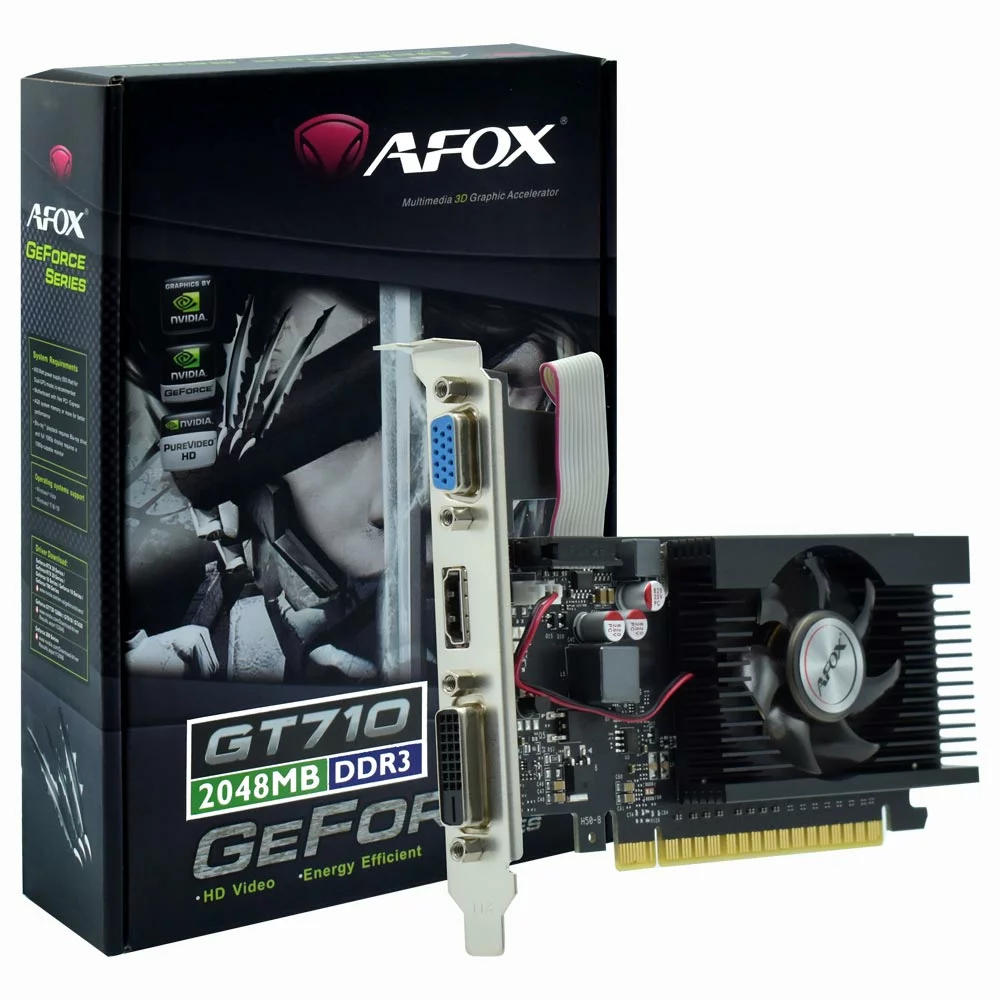 Gráfica AFOX Nvidia GeForce GT710 2GB DDR3 AF710-2048D3L5-V3 64Bits
