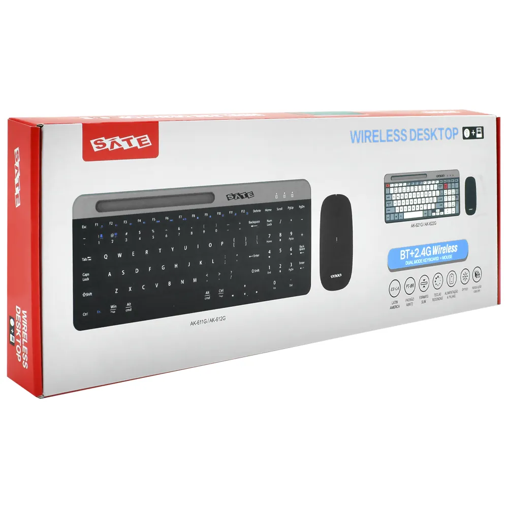 Combo Teclado + Mouse Satellite AK-622G BT + Wireless - Imagen 2