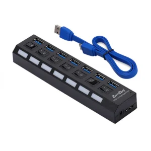 Hub USB 3.0 7 Puertos con Boton On/OFF NEGRO