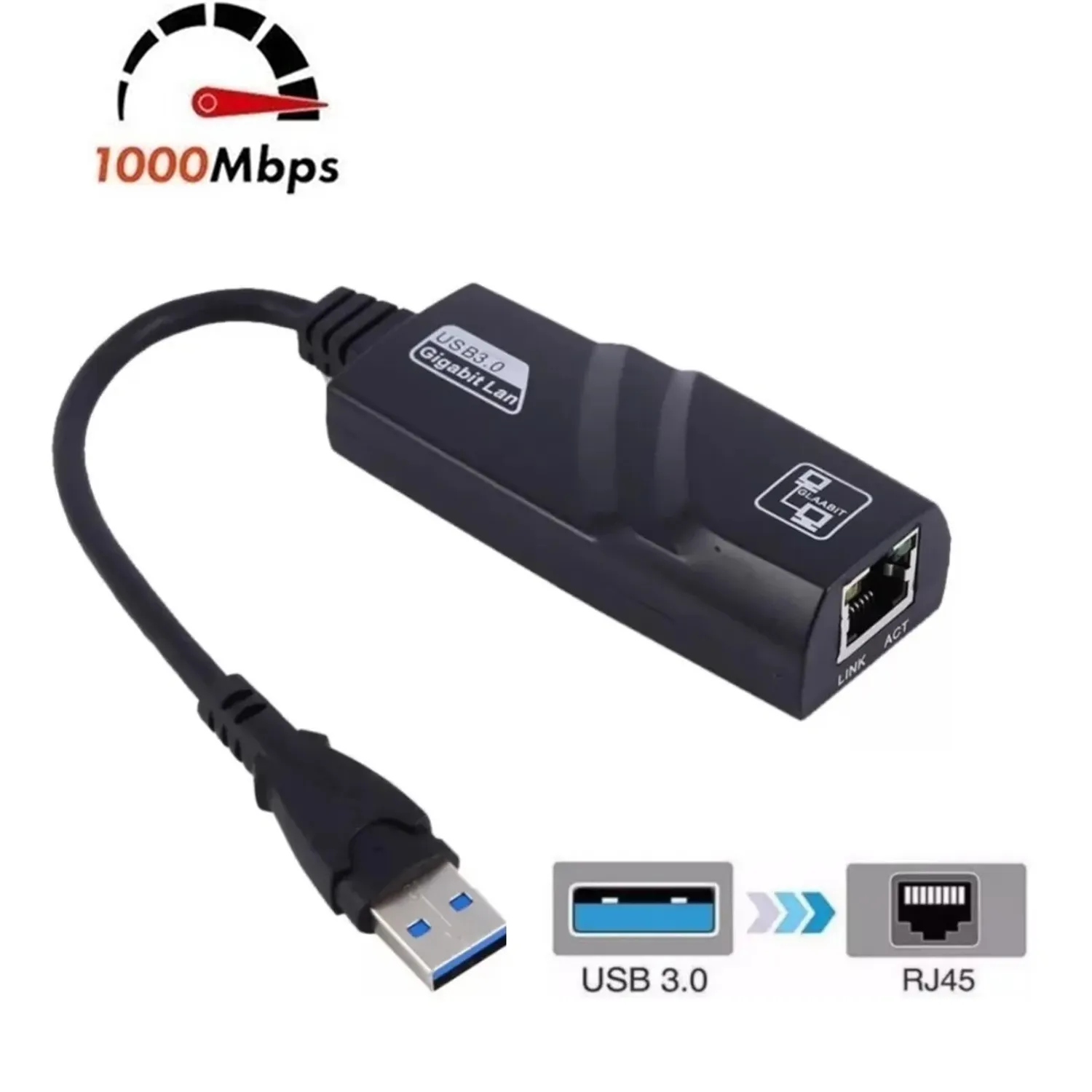 Adaptador USB 3.0 RJ45 Ethernet Rede 1000 Mbps - Imagen 3