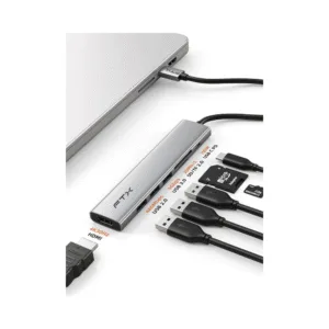 Adaptador Hub 7 en 1 USB-C - HDMI/USB-A/USB-C/SD FTX HBP2-AG7 4K/30HZ/100W/5GBPS