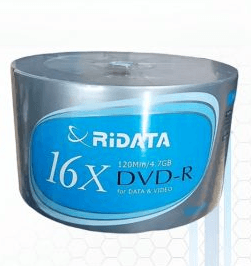 DVD-R RIDATA 16X 4.7GB Tubo de 50 unidades