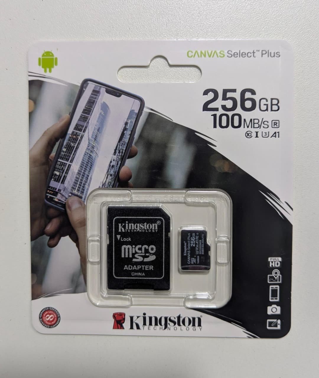 Tarjeta de memoria de 256GB SDXC 2X1 Kingston Canvas Select Plus SDCS2 V30, U1