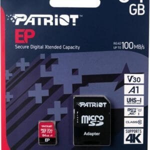 Tarjeta de memoria de 64GB microSD PATRIOT EP V30 A1 CLASS 10 4K