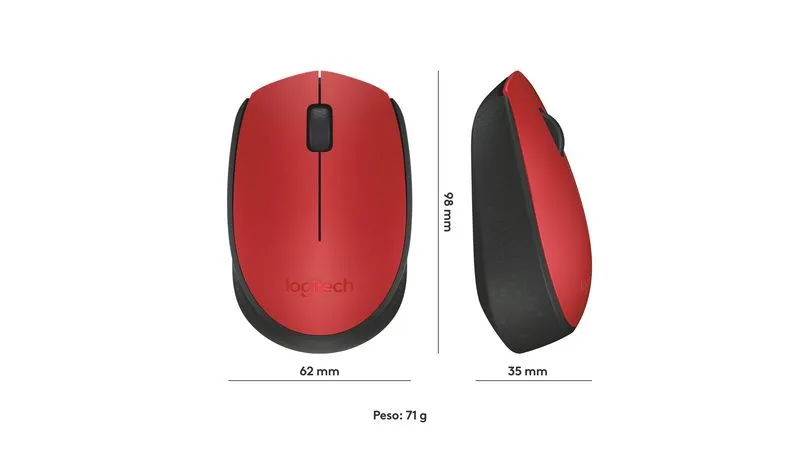 Mouse inalámbrico wireless Logitech M170 Rojo - Imagen 3