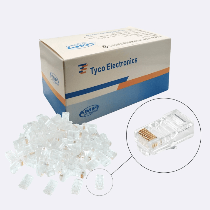 Paquete de ficha RJ45 AMP Tyco Cat6 de (100pcs) - Imagen 2