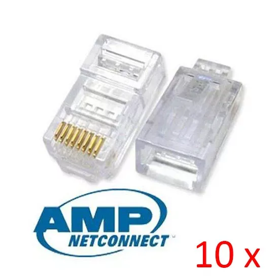 Paquete de ficha RJ45 AMP Tyco Cat6 de (100pcs) - Imagen 3
