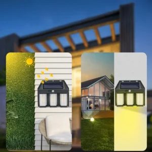 Lampara Solar Luz calida 3 Ampolletas con Sensor de Movimiento