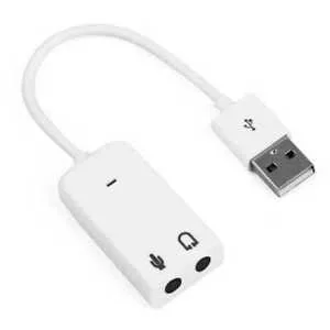 Adaptador de Sonido USB 2.0 Audio Sound Card para PC Jack 3,5mm Blanco
