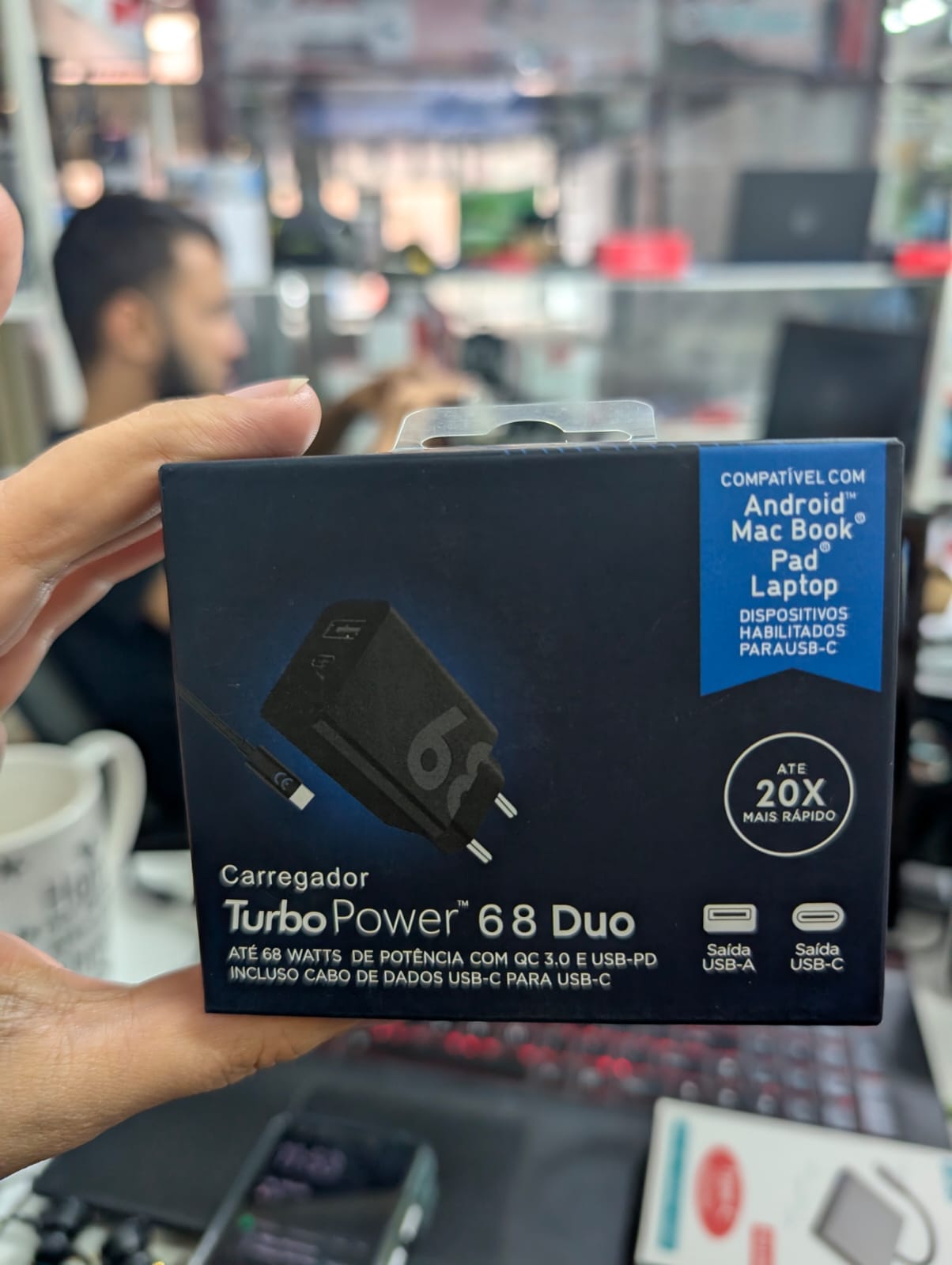Cargador Rápido para Teléfono Smartphone TurboPower 68 DUO 18W + Cable USB Tipo C