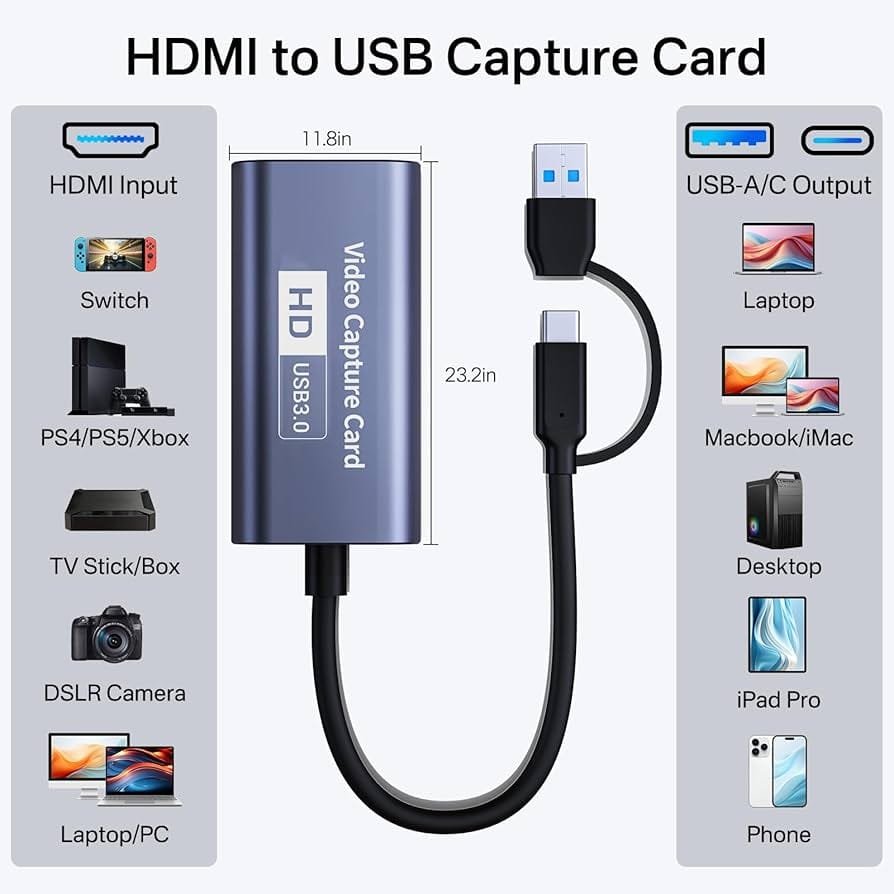 Capturadora Hdmi 4k Tipo C Con Otg Usb 3.0 1080P 60FPS - Imagen 2