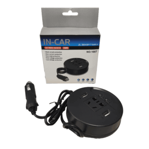 Inversor de corriente para Auto de 150 W, de 12 V CC/24 V a 220 V CA, 2 puertos USB, 2 puertos tipo C y 1 toma de corriente.