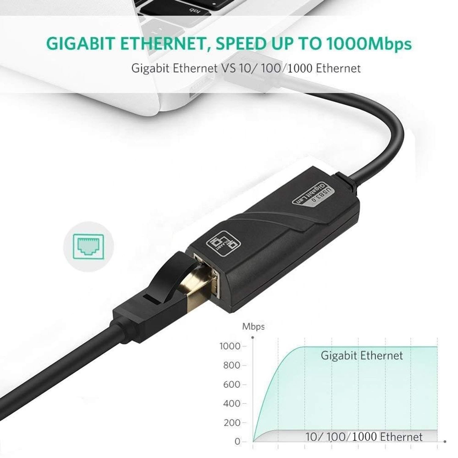 Adaptador USB 3.0 a RJ45 Ethernet Red 1000 Mbps - Imagen 5