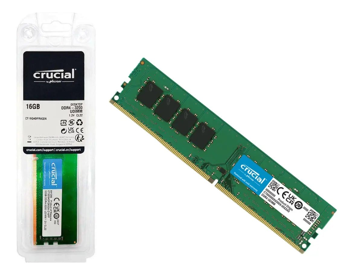 Memoria para PC DDR4 16GB 3200MHz Crucial CT16G4DFRA32A
