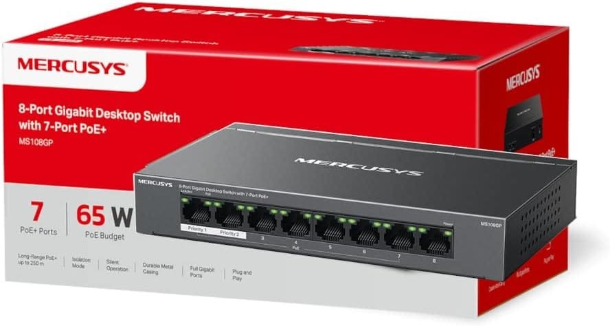 Switch Mercusys MS108GP de 8 puertos Gigabit con 7 puertos PoE+ - Imagen 9