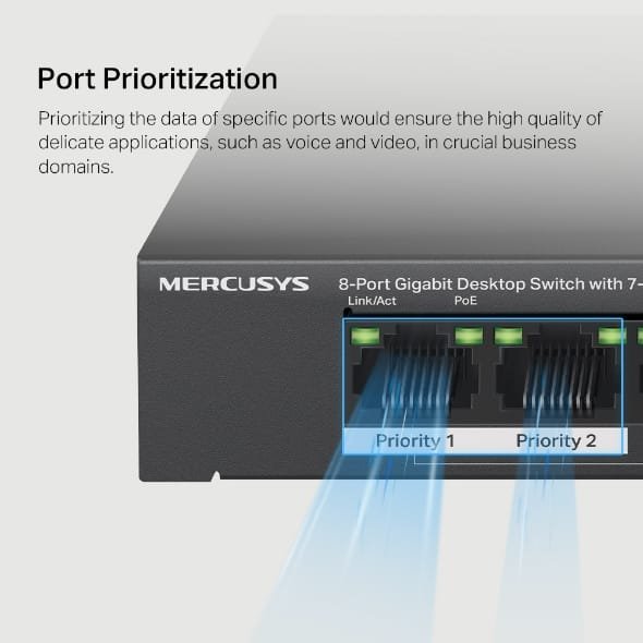 Switch Mercusys MS108GP de 8 puertos Gigabit con 7 puertos PoE+ - Imagen 8