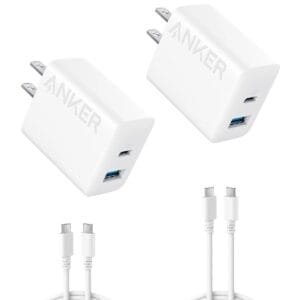 Cargador Rápido Anker Dual USB-C + USB-A 20W + Cable tipo C Blanco