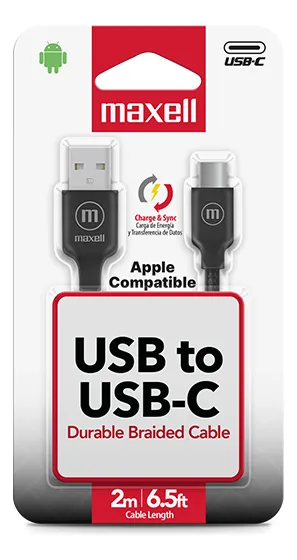 Cable USB a USB Tipo C de 2 Metros Maxell BRACB-2M