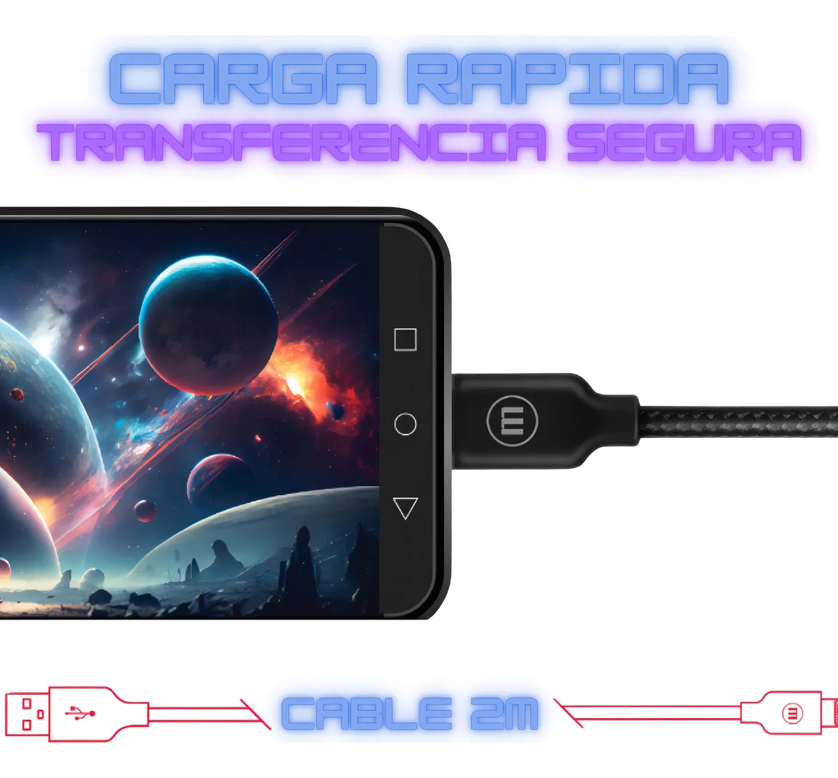 Cable USB a USB Tipo C de 2 Metros Maxell BRACB-2M - Imagen 2
