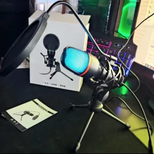 Micrófono USB Sate A-MK38 Profesional RGB para Podcast, Streaming y Gaming