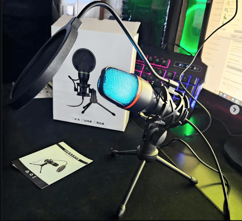 Micrófono USB Sate A-MK38 Profesional RGB para Podcast, Streaming y Gaming