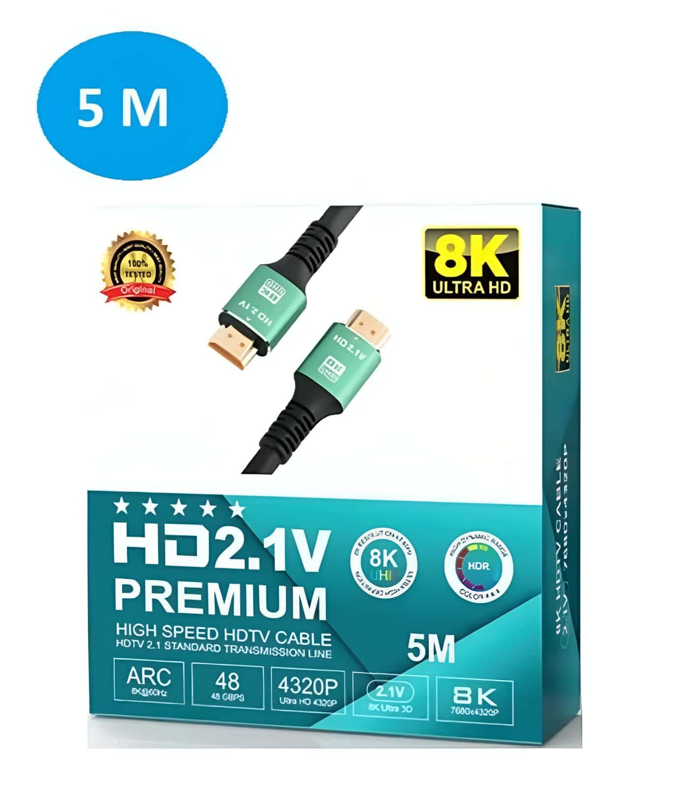 Cable Hdmi de 5 metros HD 2.1V Premium 8K120Hz-140Hz./60Hz.