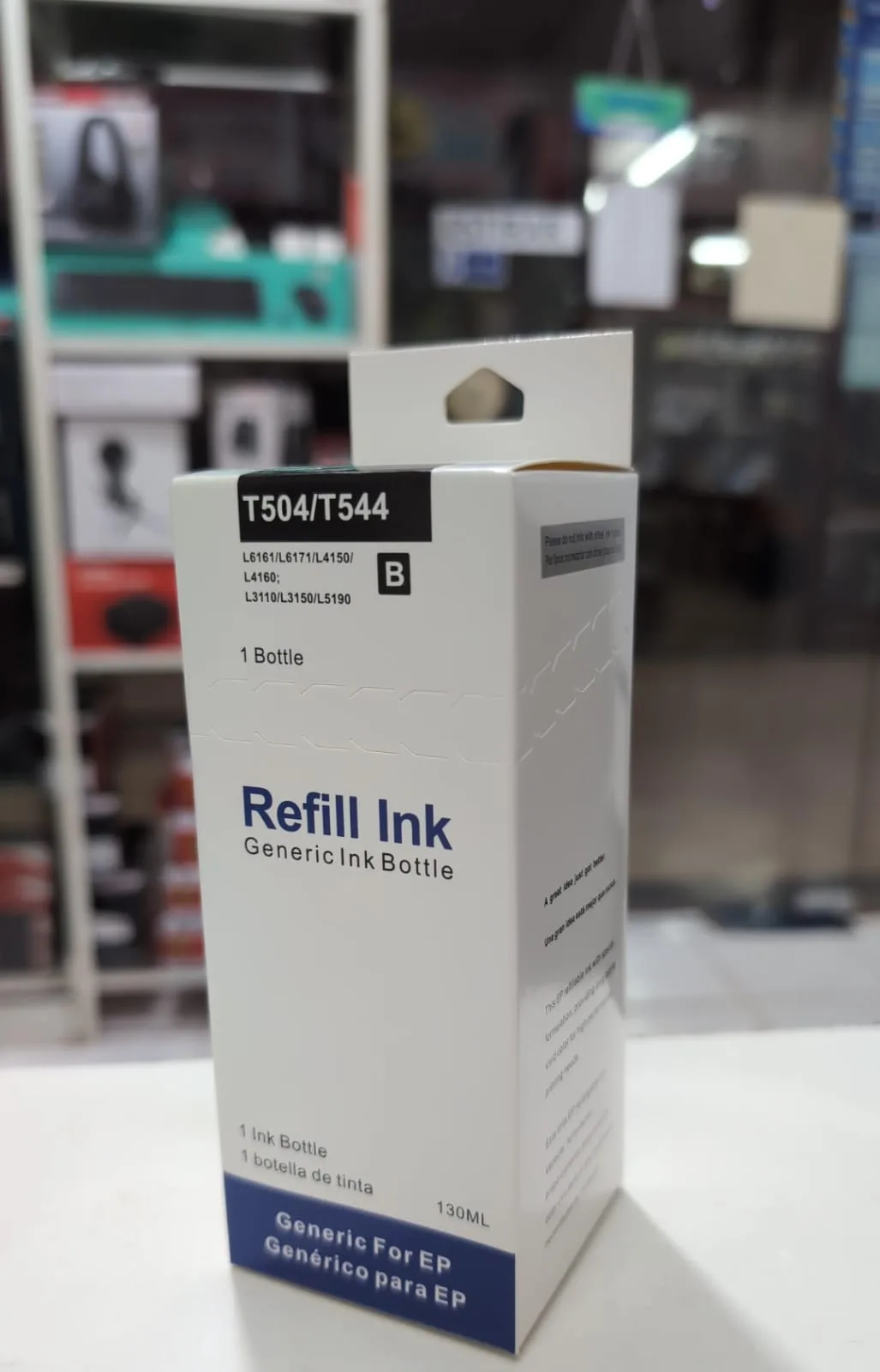Tinta compatible para recarga de impresora Epson 504/544 130ml color Negro