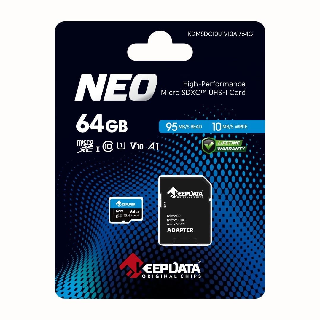Tarjeta de Memoria de 64GB microSD Keepdata Neo UHS-I U1 V10 Clase 10