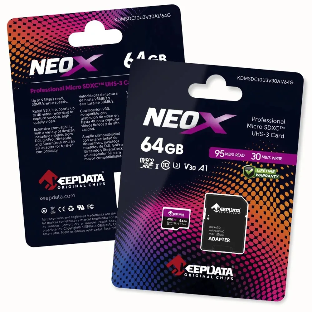 Tarjeta de Memoria microSD 64GB Keepdata NeoX UHS-I U3 V30 A1 Clase 10 - Imagen 3