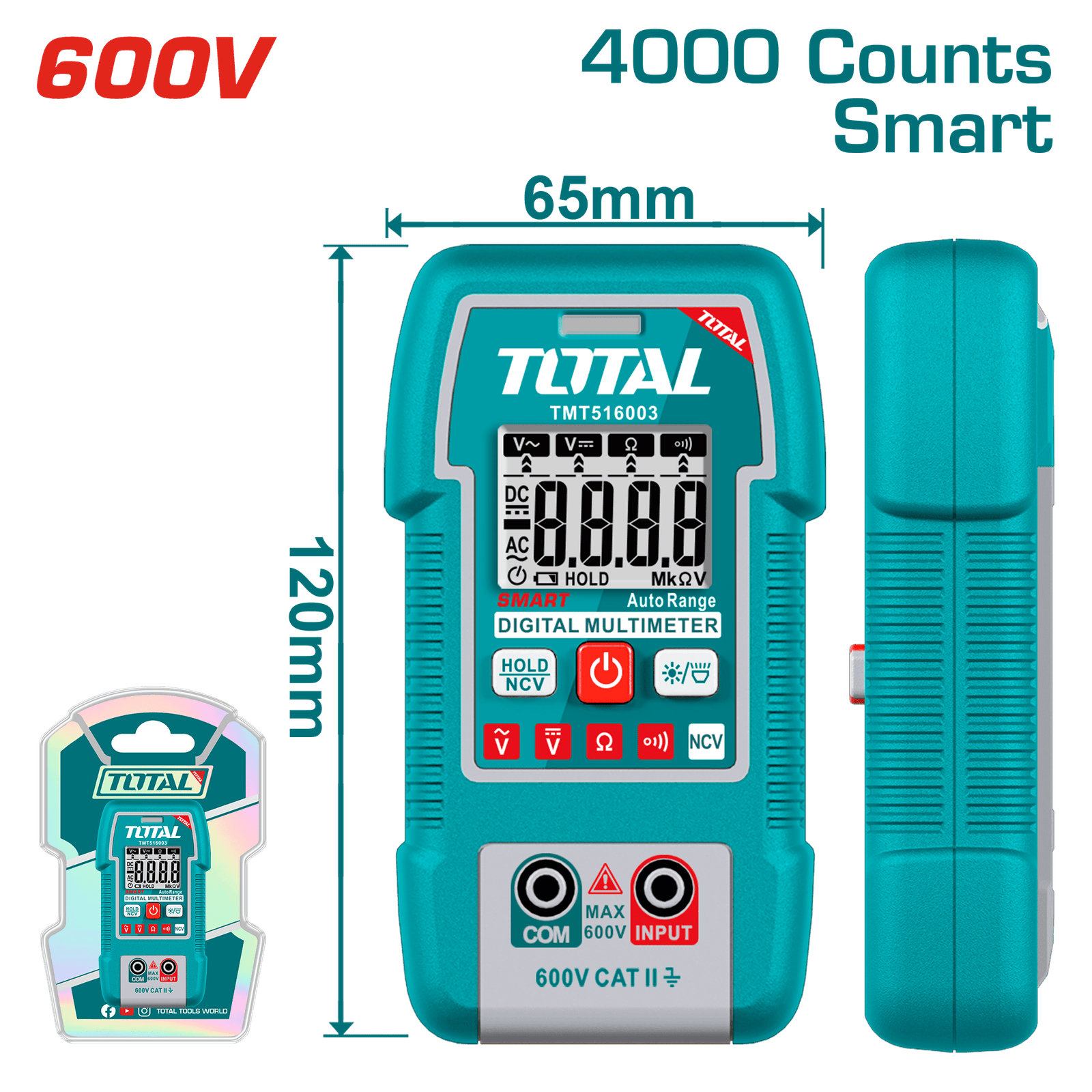 Tester Multímetro digital Smart Total TMT516003 600V - 4000 cuentas