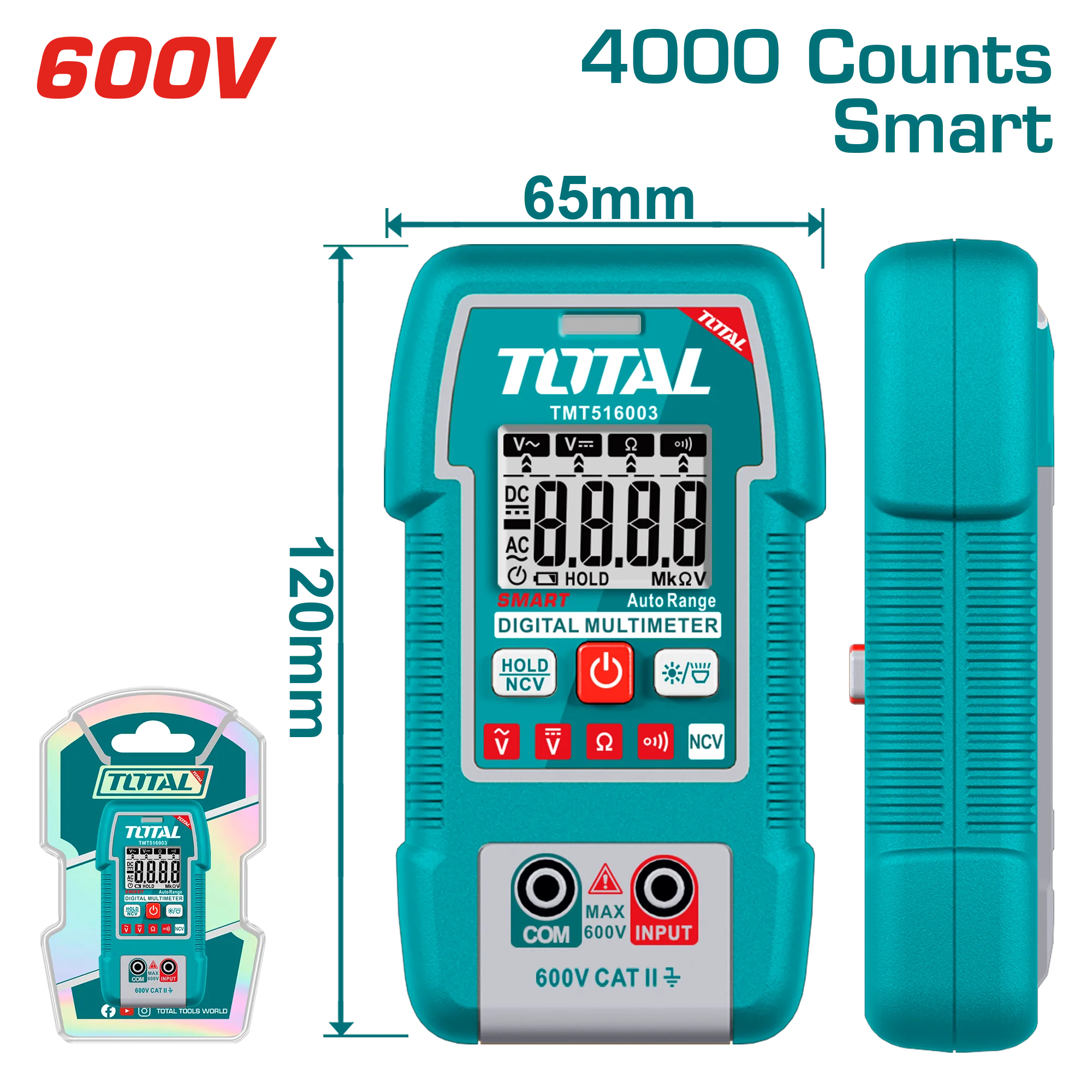 Tester Multímetro digital Smart Total TMT516003 600V - 4000 cuentas