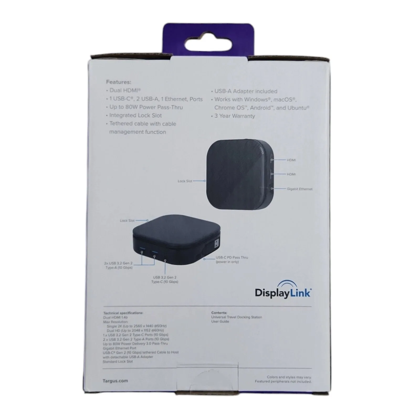Docking Station Targus DSU150US Dual HDMI 2K USB-C USB-A Divisor Splitter - Imagen 2