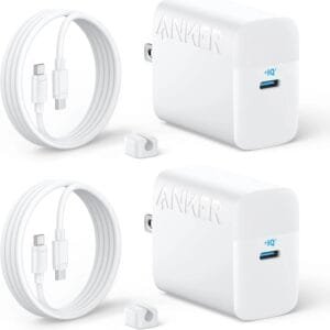 Cargador Anker USB-C 45W GaN carga rápida + cable USB-C 100W Iphone 15 16 17 - Blanco