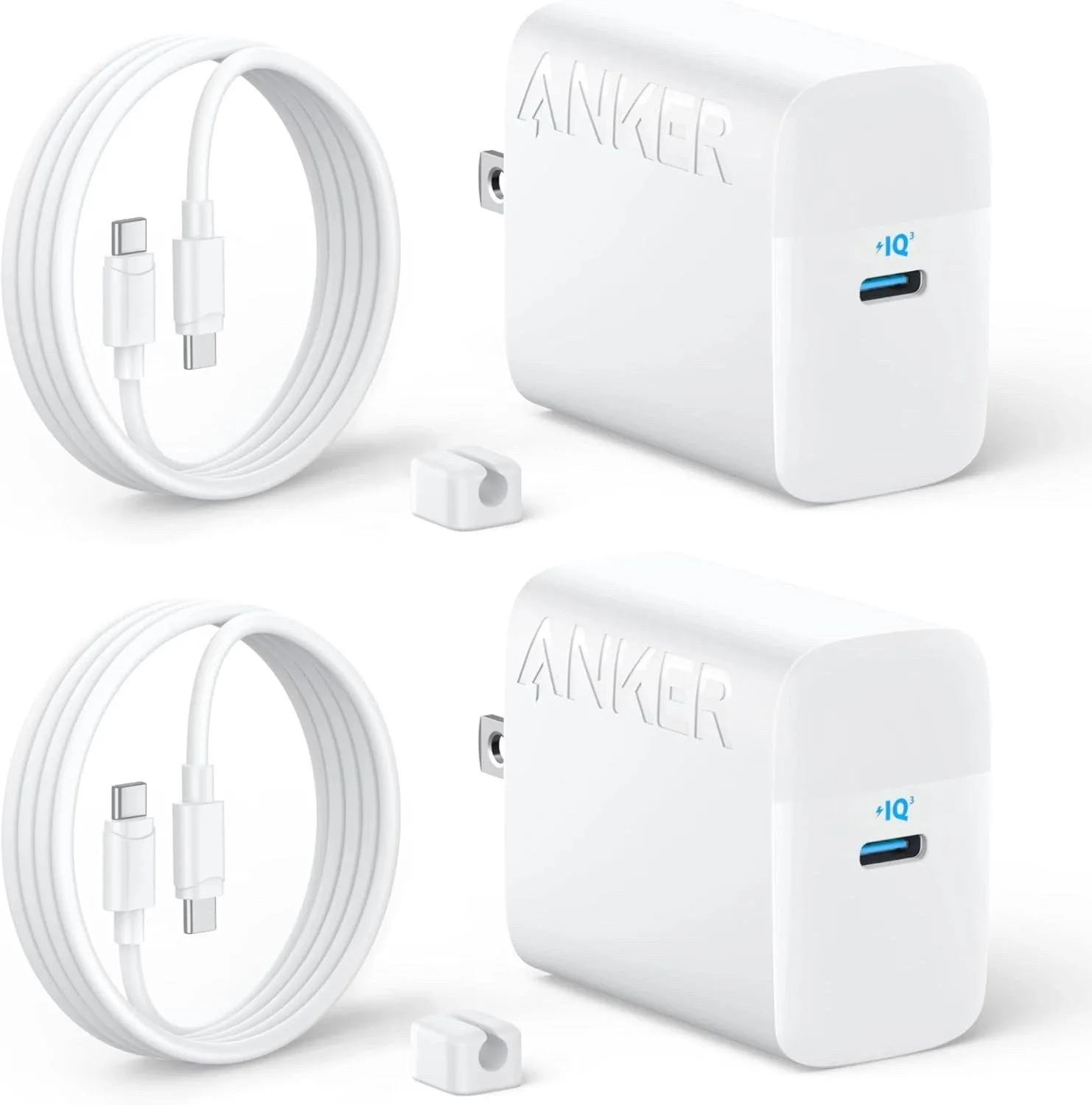 Cargador Anker USB-C 45W GaN carga rápida + cable USB-C 100W Iphone 15 16 17 - Blanco