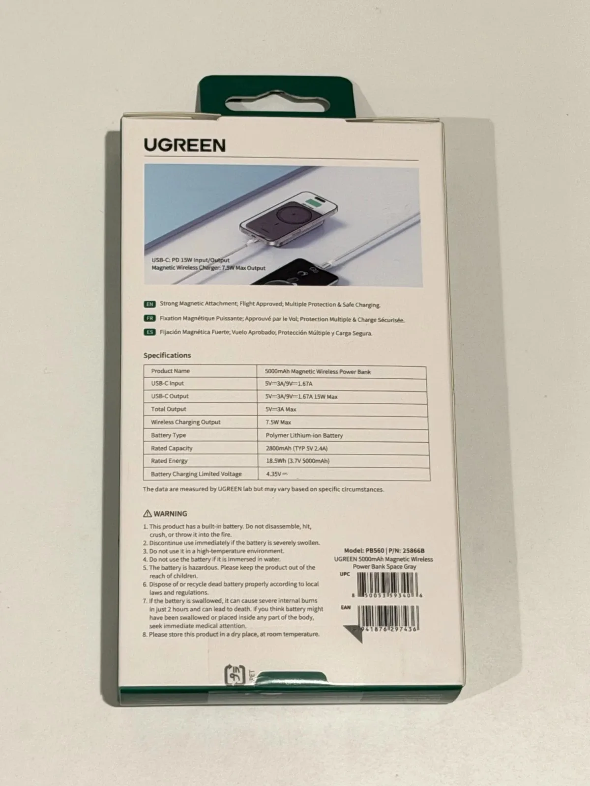 Power Bank UGREEN PB560 Magnético 5000mAh 15W USB-C iPhone MagSafe - Imagen 2