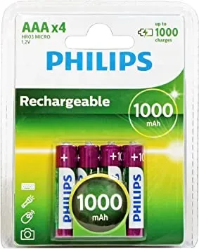 Pila Recargable AAA Philips HR03 4 unidades