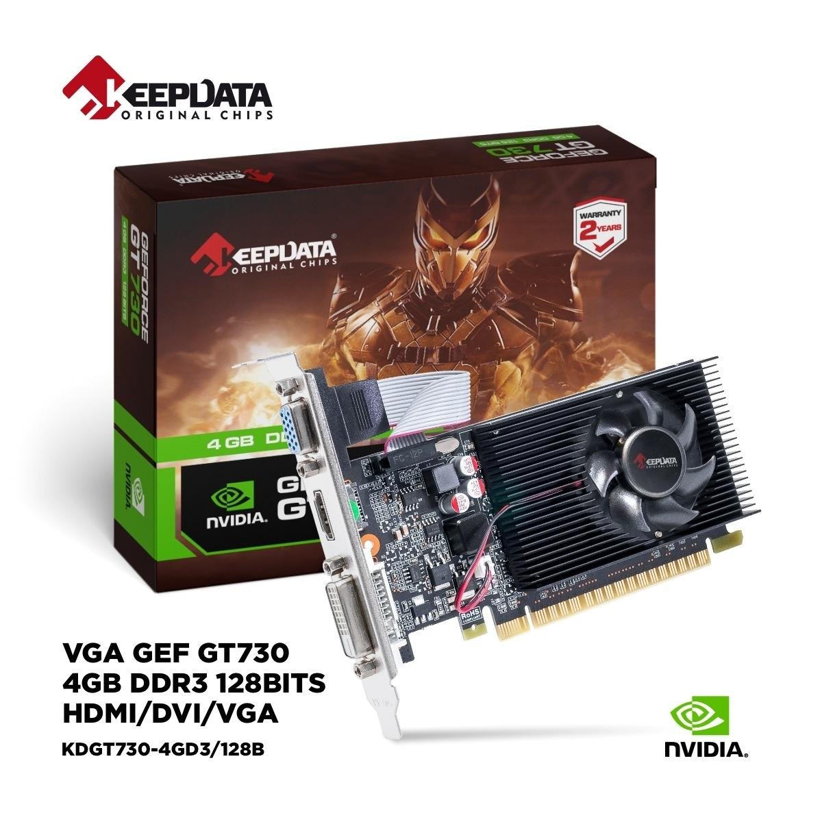 Tarjeta Gráfica 4GB KeepData GeForce GT730 DDR3 128 Bits HDMI DVI VGA