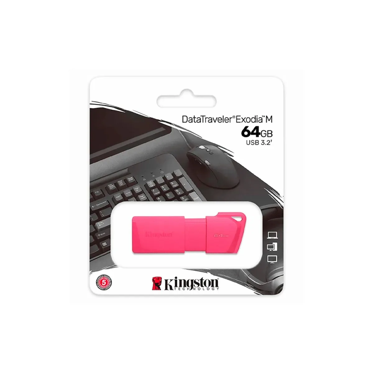 Pendrive de 64GB Kingston DataTraveler Exodia M USB 3.2 Rosa