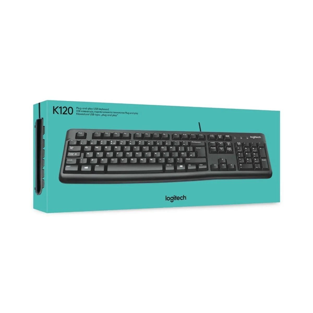Teclado Logitech K120 USB Español con Teclado Numérico Negro