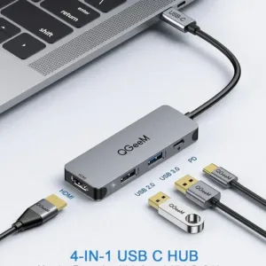 Adaptador Hub USB tipo C QGeeM M4V03 con salida HDMI 4K y carga de 100W