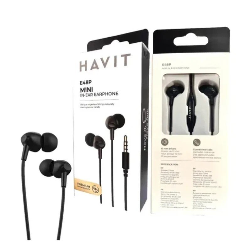 Auricular Havit E48P Audio Series con Cable Negro - Imagen 2