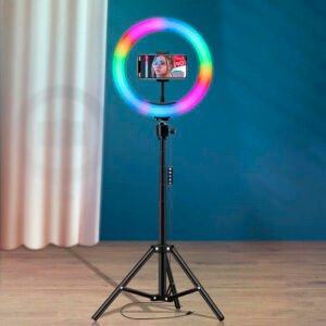 Aro de luz LED RGB Havit ST7026 de 10 pulgadas con trípode ajustable hasta 210 cm